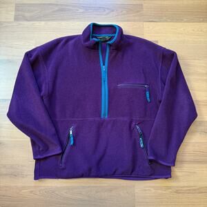Men's Vintage 90's Eddie Bauer Purple Fleece 1/2 Zip Pullover Jacket Sz Medium